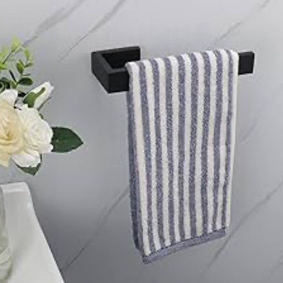 Matte Black Wall-Mounted Hand-Towel Holder -Set of 2 - Picture 10 of 12